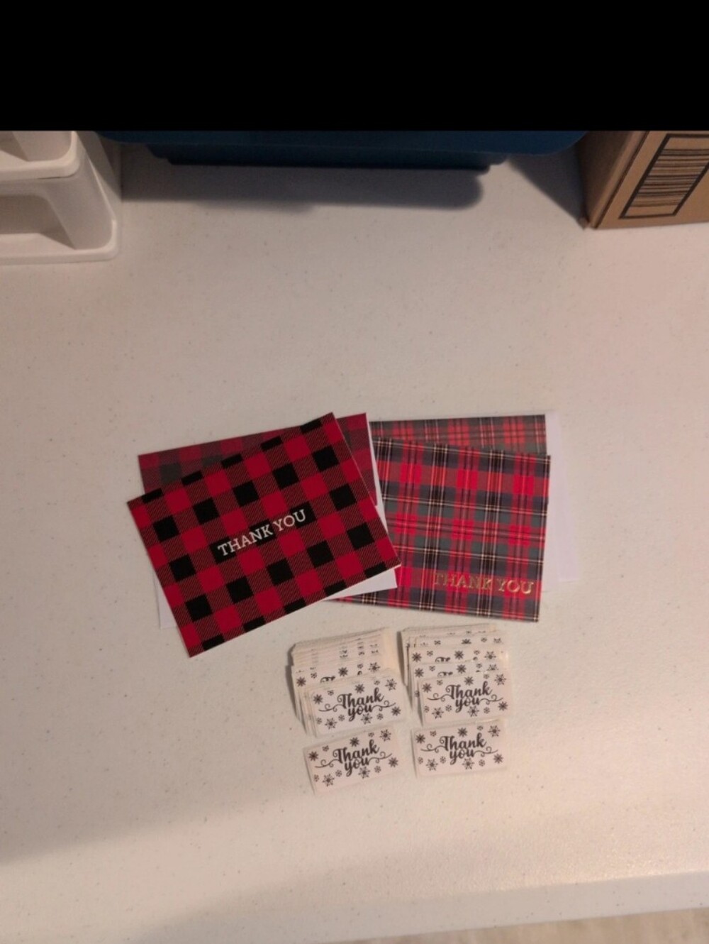 Pair of Christmas And Winter Thank You Cards And Stickers